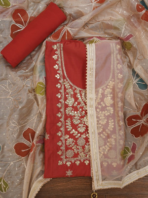 Jaipur Kurti Pure Silk Embroidered Salwar Suit Material