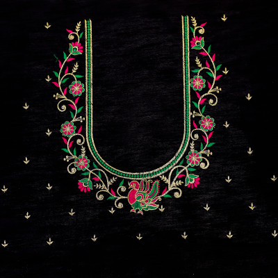 RAJVILASH Pure Silk Embroidered Blouse Material