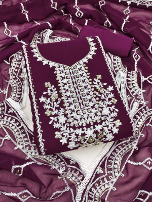 OM international Georgette Self Design Salwar Suit Material