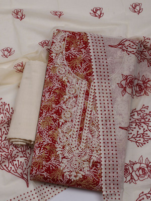 Meena Bazaar Cotton Blend Embroidered Salwar Suit Material
