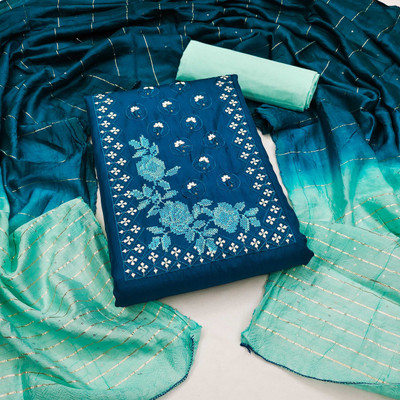 Divastri Silk Blend Embroidered Salwar Suit Material