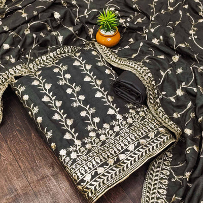 Peachmode Silk Blend Embroidered Salwar Suit Material