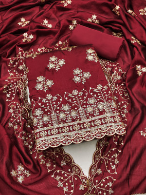 Nayanthara Trends Silk Blend Embroidered Salwar Suit Material