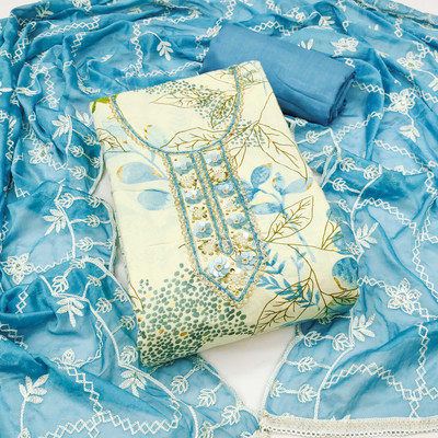 Shadow & Saining Cotton Blend Printed Salwar Suit Material