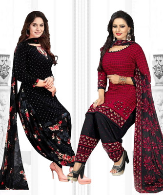 Nirvaan Crepe Solid, Printed, Geometric Print Salwar Suit Material