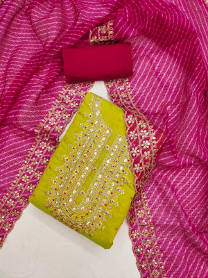 HLSILK Chanderi Embellished Salwar Suit Material