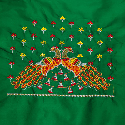 KASHTBHANJAN Pure Silk Embroidered Blouse Material