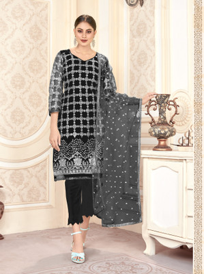 Yogik Creation Cotton Blend Solid Kurta & Patiyala Material