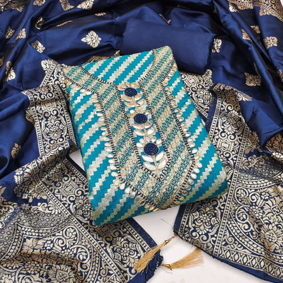 ISHA TRADE Jacquard Striped Salwar Suit Material