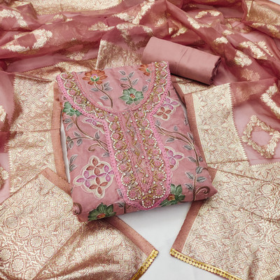 manvaa Organza Embellished Salwar Suit Material