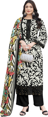 DRAVINAM Trends Pure Cotton Embroidered Salwar Suit Material