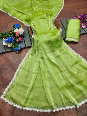 ZOYAL ENTERPRISE Embellished Bollywood Jimmy choo Saree(Light Green)