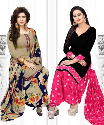 Aumki Crepe Floral Print Salwar Suit Material
