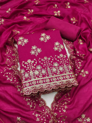 HE VAHLA Georgette Embroidered Salwar Suit Material