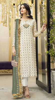 VATAGAMFAB Georgette Embroidered Salwar Suit Material