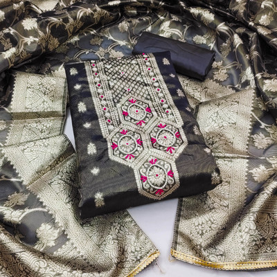 Blissta Silk Blend Self Design Salwar Suit Material