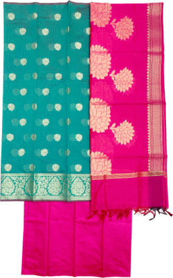 SHREEMAA CREATIONS Cotton Silk Self Design Salwar Suit Material