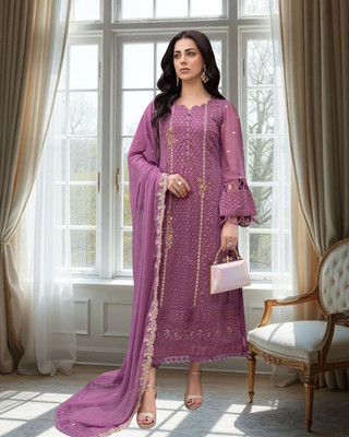 Dealbazaars Corporation Georgette Embroidered Salwar Suit Material