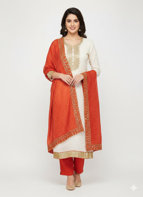 rang rani textiles Chanderi Embroidered Salwar Suit Material