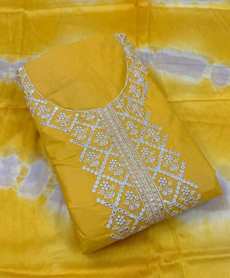 Ishika Creation Cotton Blend Dyed, Embroidered Kurta Fabric