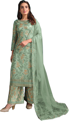 RUDRAPRAYAG Net/Lace Floral Print Salwar Suit Material