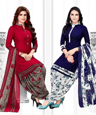 Nirvaan Crepe Solid, Printed, Geometric Print Salwar Suit Material