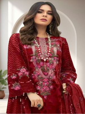 Dealbazaars Corporation Georgette Dyed, Embroidered, Embellished, Self Design Salwar Suit Material