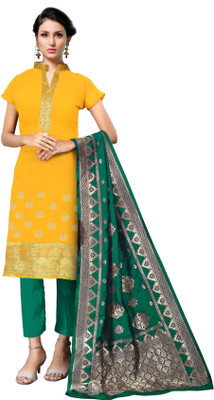 manvaa Silk Blend Embellished Salwar Suit Material