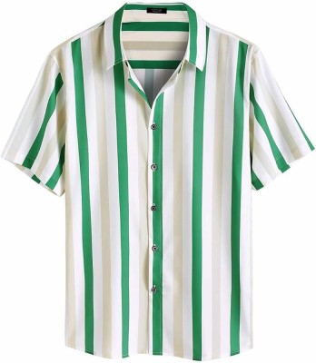 S VEERA Cotton Blend Striped Shirt Fabric