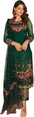 KAPANKU Georgette Embroidered Kurta & Palazzo Material