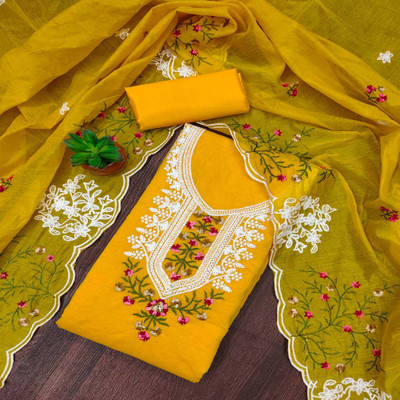 Peachmode Chanderi Embroidered Salwar Suit Material