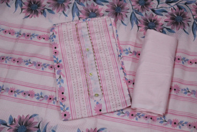 AniriFashions Pure Cotton Embellished, Floral Print Salwar Suit Material