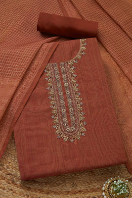 soch Linen Blend Embroidered Salwar Suit Material