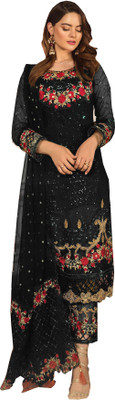 ADOLTEXTILE Net/Lace Embroidered Salwar Suit Material