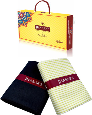 JHABAK'S Polyester Solid, Checkered Shirt & Trouser Fabric
