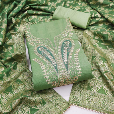 PANZORA Silk Blend Embroidered Salwar Suit Material