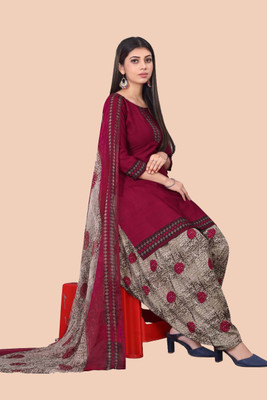 AYKA CLOTHINGS Crepe Floral Print Kurta & Patiyala Material