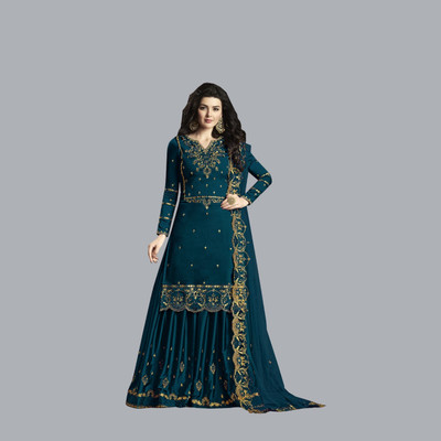 KAPANKU Georgette Embroidered Kurta & Palazzo Material