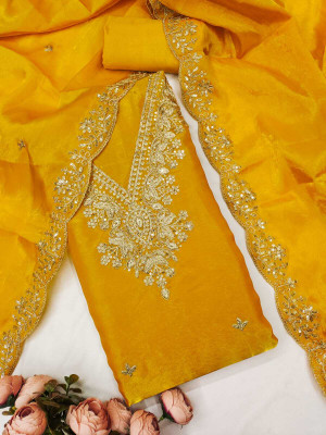 NIDHI'S FASHION Silk Blend Embroidered Salwar Suit Material