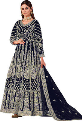 ICEQUBEFAB Net/Lace Embroidered Gown/Anarkali Kurta & Bottom Material