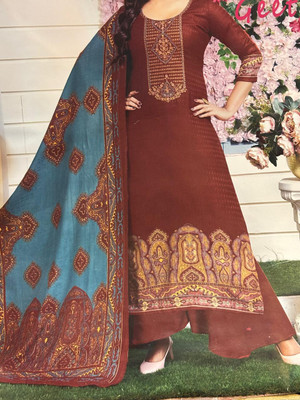 GUMBERTEXTILES Wool Printed Salwar Suit Material