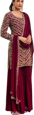 NF FAB Georgette Embroidered Gown/Anarkali Kurta & Bottom Material
