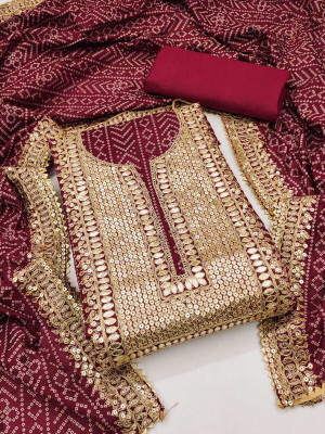 HOUSEEOFCOMMON Cotton Silk Embroidered Salwar Suit Material