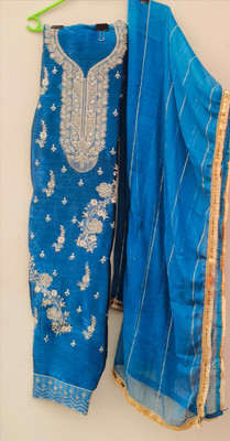 Maa vaishno collection Silk Blend Embroidered, Embellished, Self Design Kurta & Palazzo Material