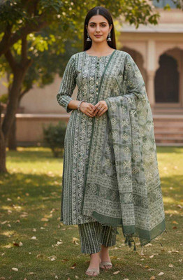 Chingaari Cotton Blend Floral Print Kurta Fabric