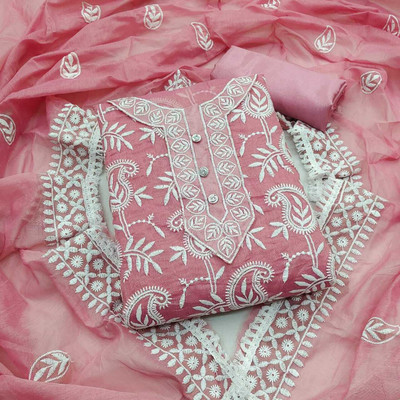 PandadiSaree Chanderi Embroidered Salwar Suit Material