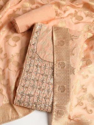 Meena Bazaar Chanderi Embroidered Salwar Suit Material