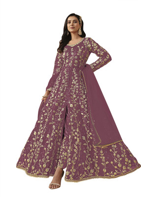 IYALAFAB Net/Lace Embroidered Salwar Suit Material