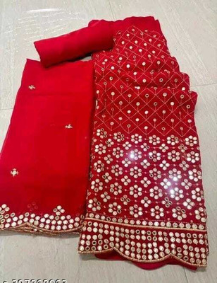 LADYPOTION Georgette Embroidered Salwar Suit Material