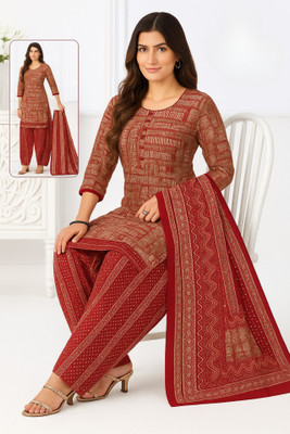 Suryajyoti Cotton Silk Floral Print Kurta & Patiyala Material